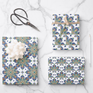 Medallion Wrapping Paper Flat Sheet Set of 3