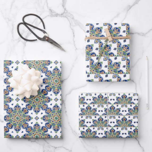 Medallion Wrapping Paper Flat Sheet Set of 3 (Front)