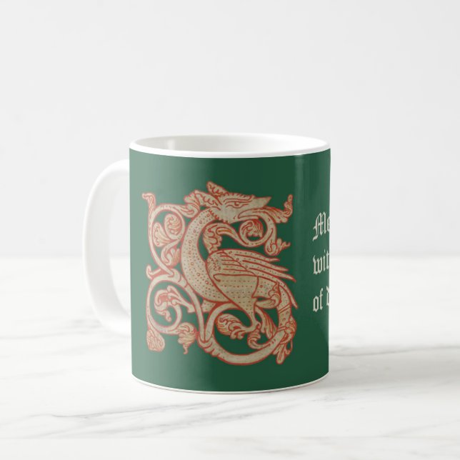 "Meddle Not" Dragon Coffee Mug (Front Left)