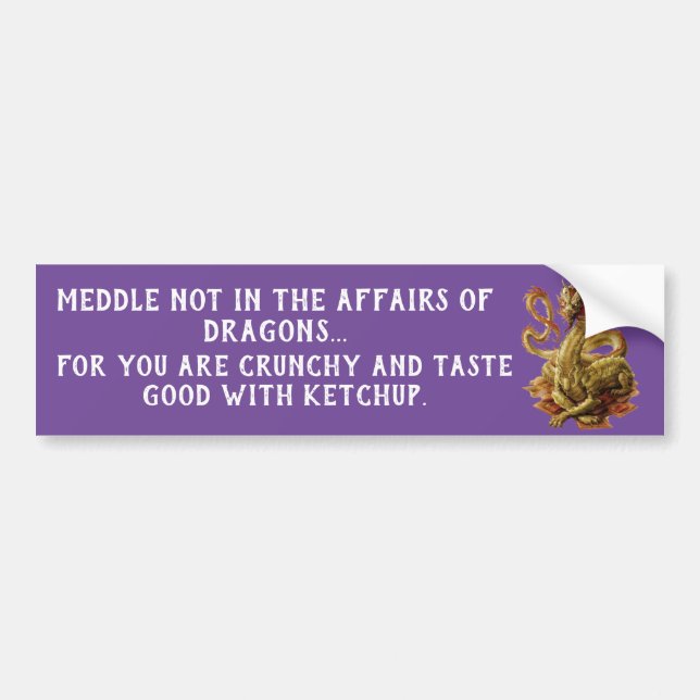 Meddle Not In The Affairs Of Dragons Bumper Sticker (Front)