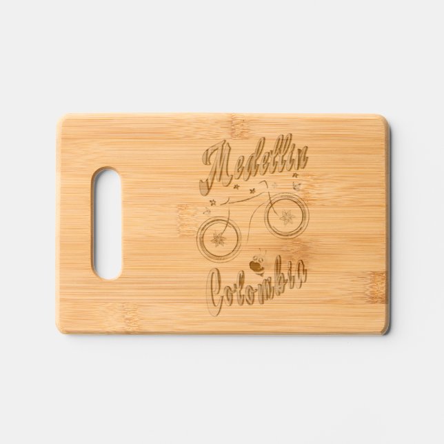 Medellin Blossom Colombia Engraved Cutting Board (Front)
