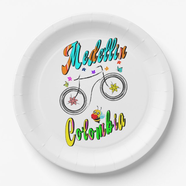 Medellin Blossom Colombia Paper Plates (Front)