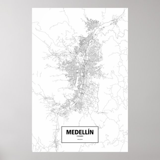 Medellín, Colombia (black on white) Poster (Front)