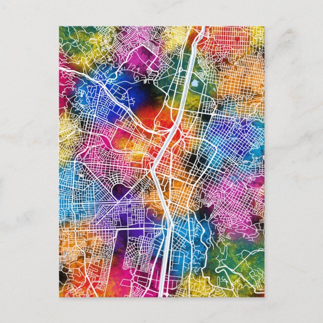 Medellín Colombia City Map Postcard (Front)