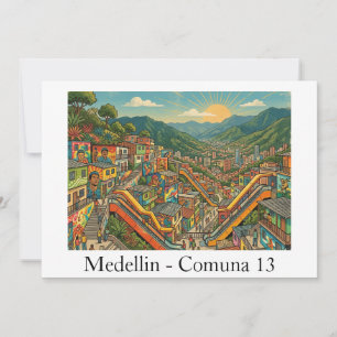 Medellin Colombia Comuna 13 Travel Art Card