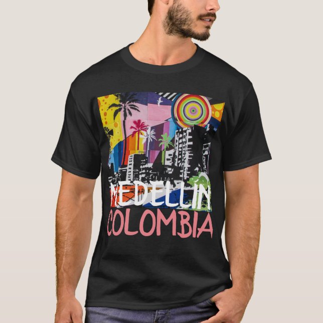 MEDELLÍN COLOMBIA Cool Graffiti Mural Shirt, men's T-Shirt (Front)