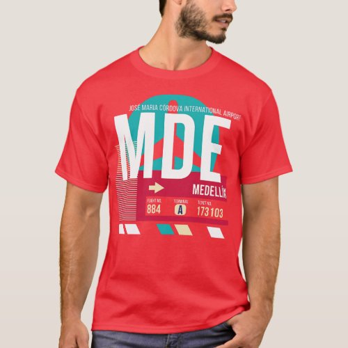 Medellin Colombia MED Airport Code Baggage Tag E T_Shirt
