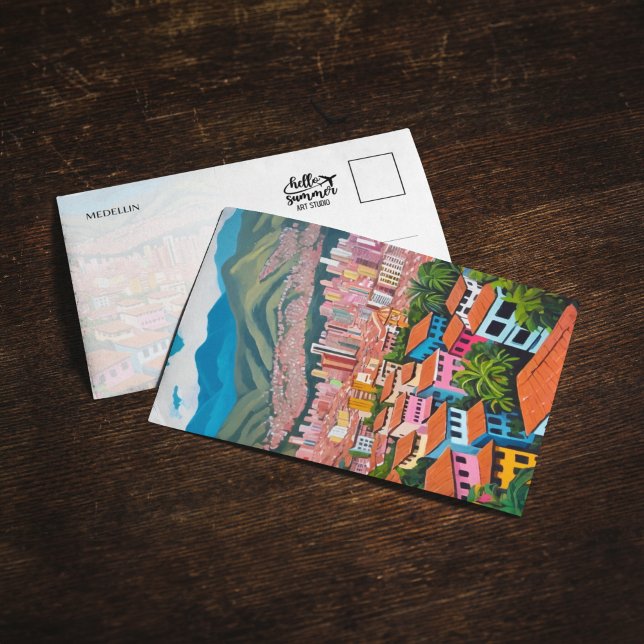 Medellin Colombia Painted Postcard (Creator Uploaded)