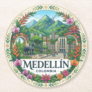 Medellín Colombia Round Paper Coaster