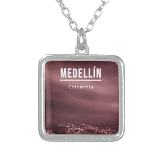 Medellin Colombia Silver Plated Necklace (Front)