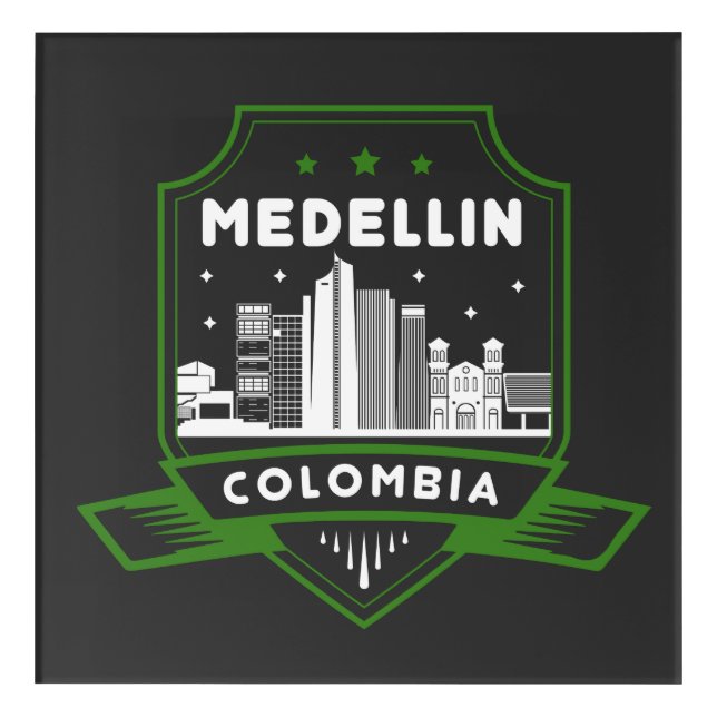 Medellin Colombia Skyline Acrylic Wall Art (Front)