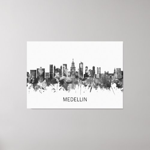 Medellin Colombia Skyline BW Canvas Print