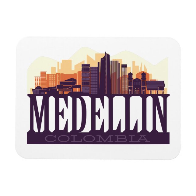 Medellin Colombia Skyline City Souvenir Magnet (Horizontal)