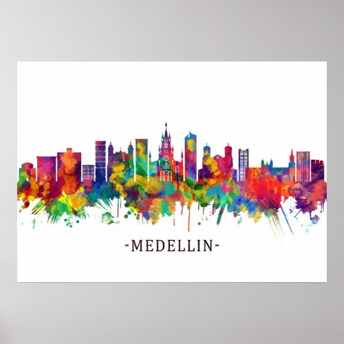Medellin Colombia Skyline Poster
