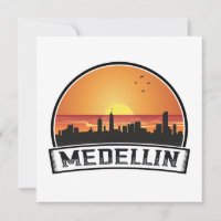 Medellin Colombia Sunset Skyline City Logo