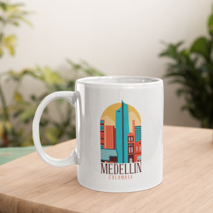 Medellin Colombia Vintage Cityscape     Coffee Mug