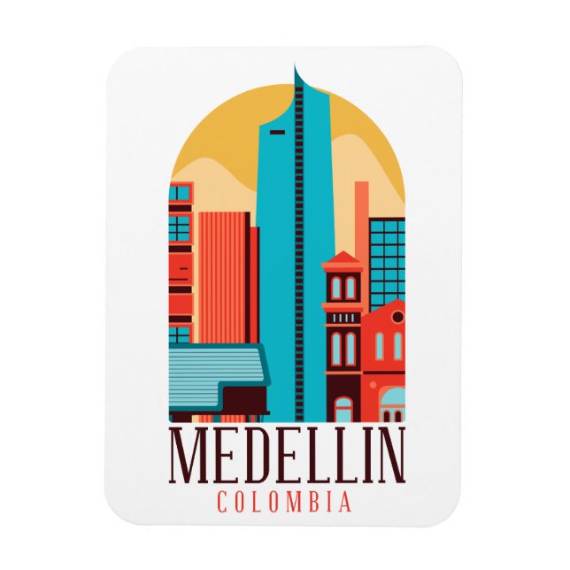 Medellin Colombia Vintage Cityscape   Magnet (Vertical)