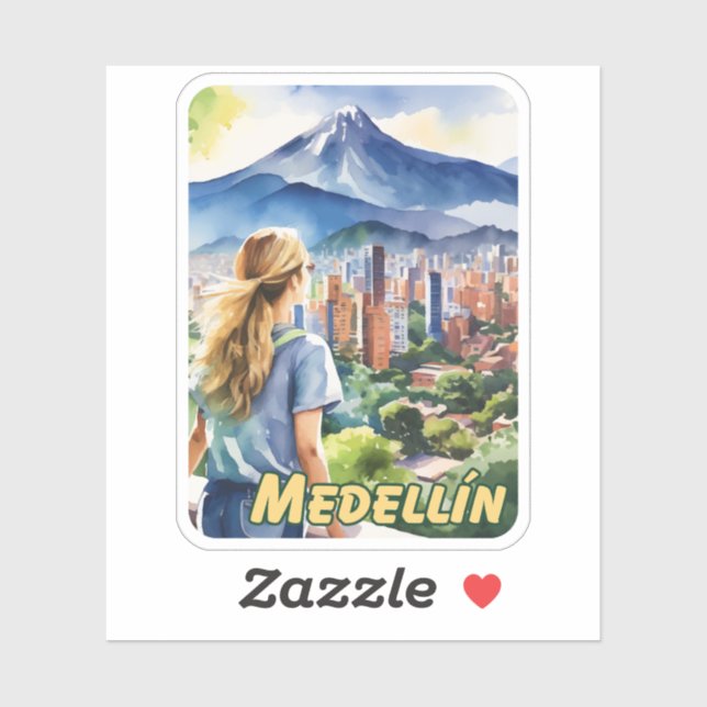 Medellin Colombia Watercolor Sticker (Sheet)