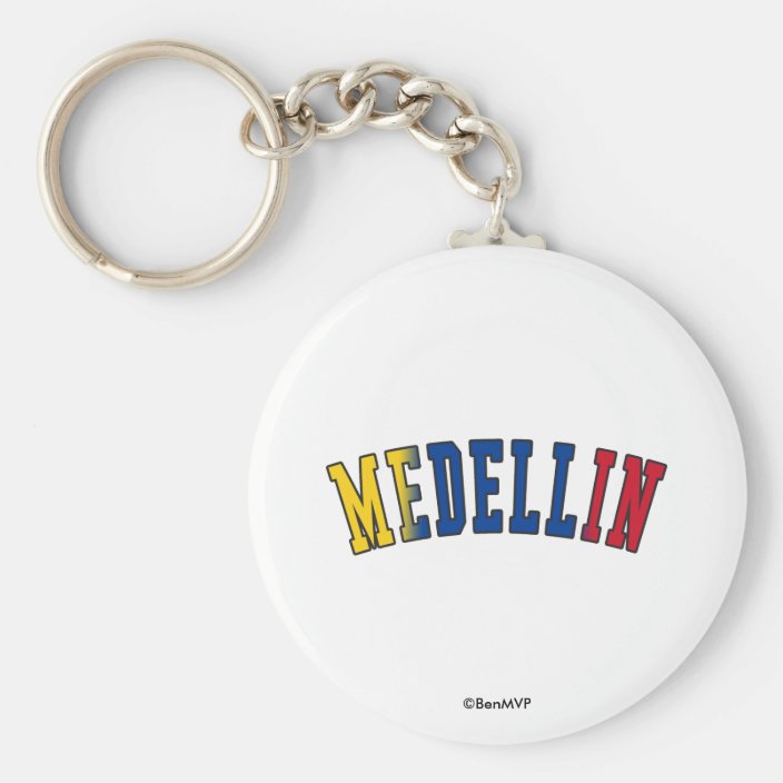Medellin in Colombia National Flag Colors Key Chain
