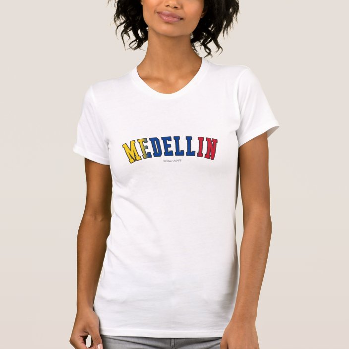 Medellin in Colombia National Flag Colors T Shirt