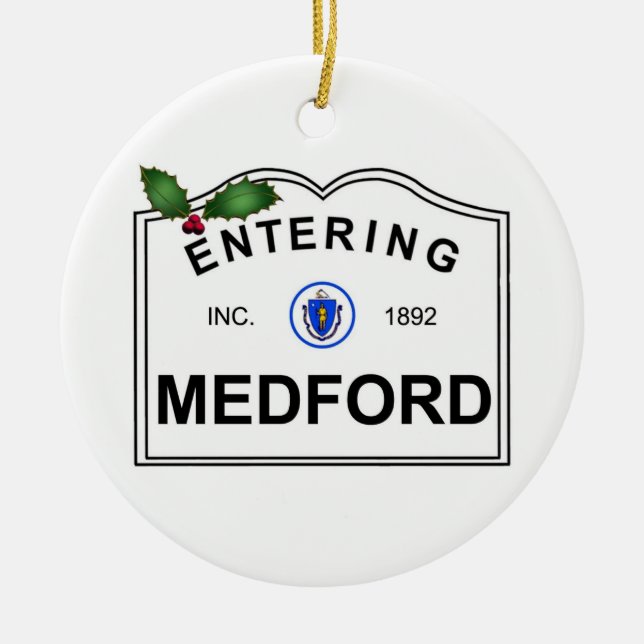 Medford MA Ceramic Ornament (Front)