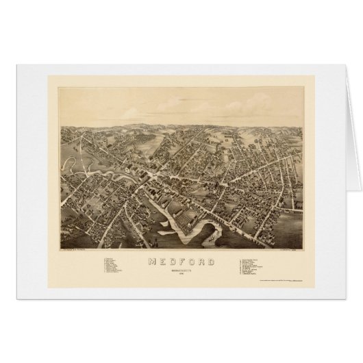 Medford, MA Panoramic Map - 1880 Cards (Front Horizontal)