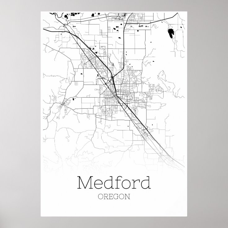 Medford Map Oregon City Map Poster Zazzle