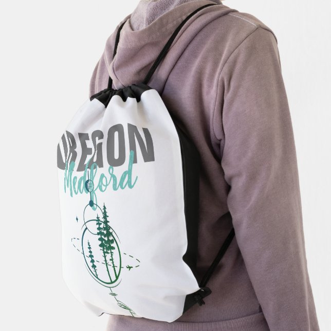 Medford Oregon Geometric Trees Drawstring Bag (Insitu)