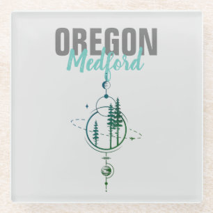 Medford Oregon Geometric Trees Glass Coaster