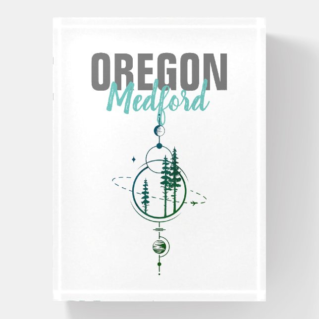 Medford Oregon Geometric Trees Paperweight (Vertical)