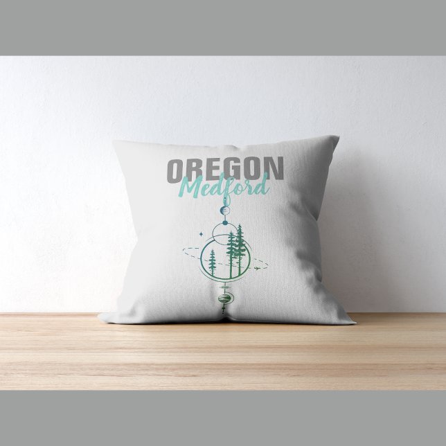 Medford Oregon Geometric Trees Throw Pillow (Creator Uploaded)