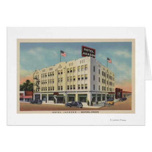 Medford, Oregon - Hotel Jackson View with Old Cards (Front Horizontal)
