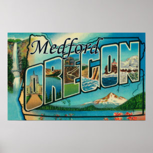 Medford, Oregon - Large Letter Scenes Poster