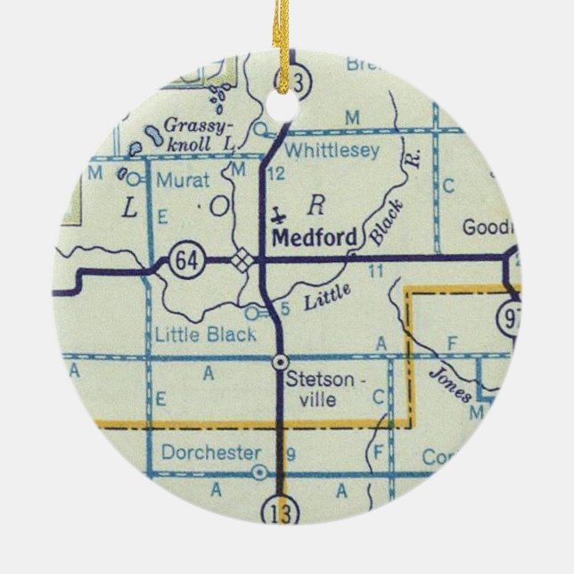 Medford WI Map Ceramic Ornament (Back)