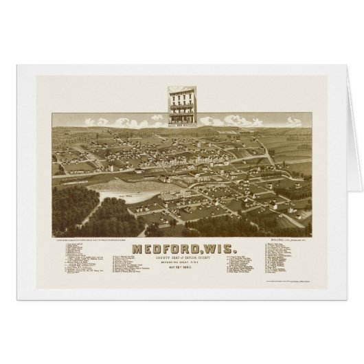 Medford, WI Panoramic Map - 1885 Cards (Front Horizontal)
