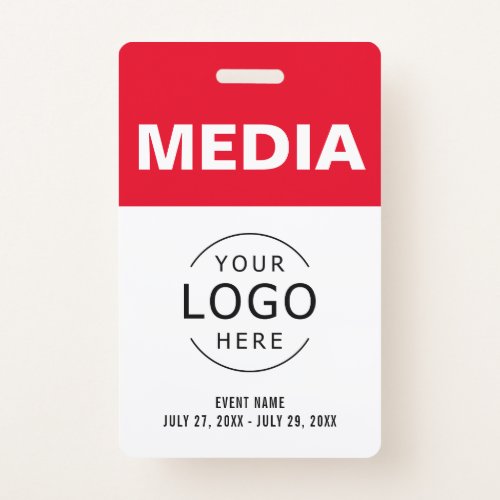 Media All Access Pass Your Own Logo Event ID Badge