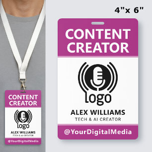Media ID Pass Logo Content Creator Pink Security Badge