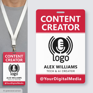 Media ID Pass Logo Content Creator Red Security Badge