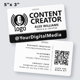 Media ID Pass Logo Tag Black White Security Badge