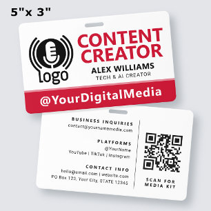 Media ID Pass Logo Tag Red Security Badge