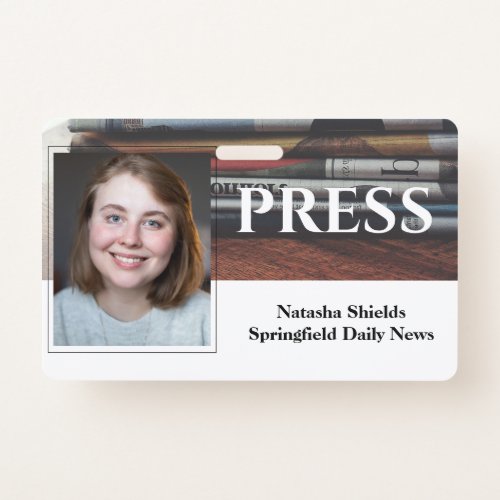 Media Press Employee Staff Photo ID With Name Badge