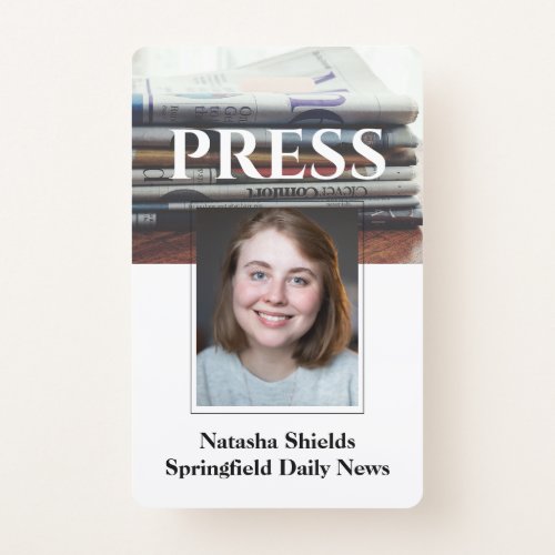 Media Press Employee Staff Photo ID With Name Badge