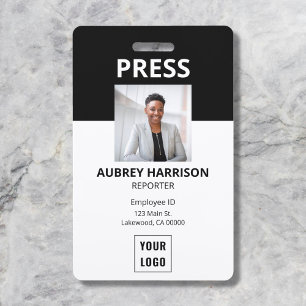 Media Press Logo Photo ID Badge