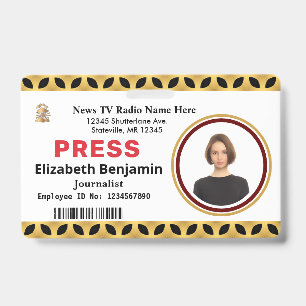 Media Press Pass Logo ID Card Personalize Badge