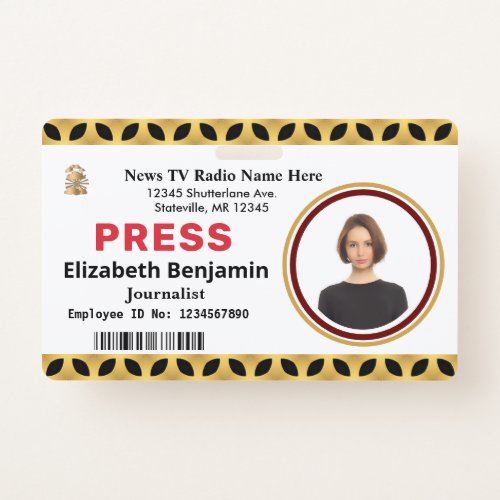 Media Press Pass Logo ID Card Personalize Badge