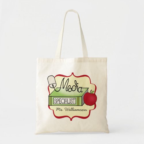 Media Specialist Tote _ Apple Book and Mouse