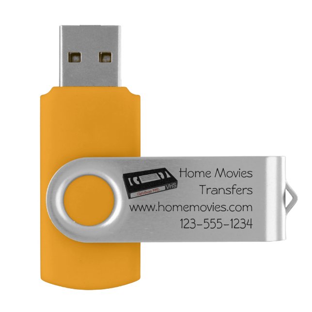 Media Video Transfer Business Logo Flash Drive (Opened)