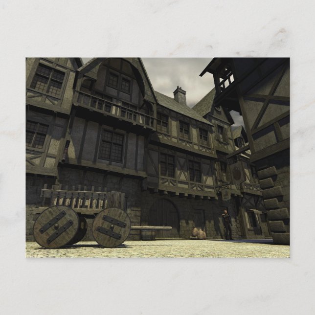 Mediaeval Street Scene - 2 Postcard (Front)