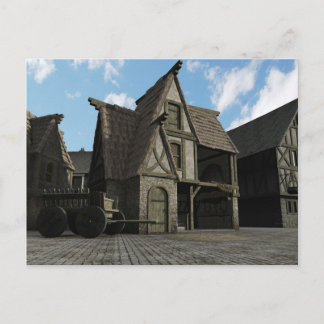 Mediaeval Street Scene - 3 Postcard