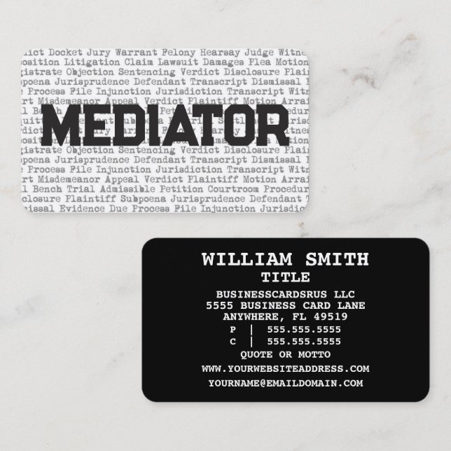 Mediator Legal Words Business Card (Front/Back)